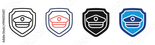 Police Security icon set multiple style collection