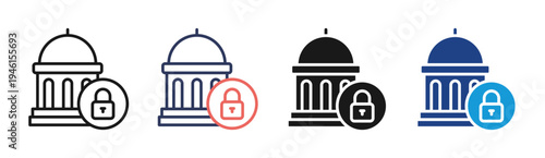 Government Security icon set multiple style collection