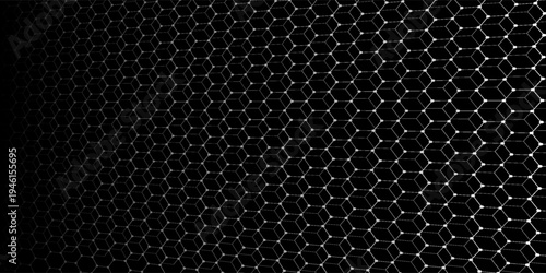 Black background. Dark hexagon carbon fiber texture. Navy blue honeycomb metal texture steel background. Web design template vector illustration EPS 10.