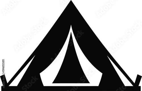 Simple black and white tent icon