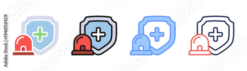 Medical Security icon set multiple style collection