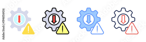 System Warning icon set multiple style collection
