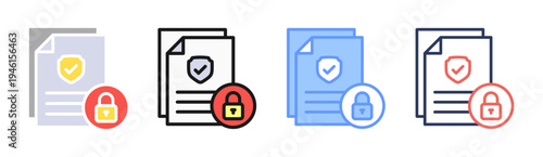 Secure Document icon set multiple style collection