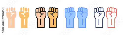 Protest Power icon set multiple style collection