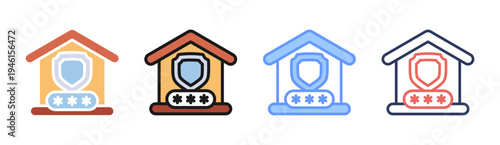 Password Protection icon set multiple style collection