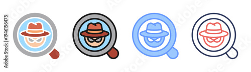 Criminal Investigation icon set multiple style collection