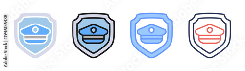 Police Security icon set multiple style collection