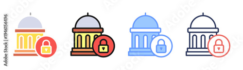Government Security icon set multiple style collection