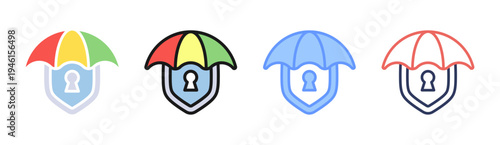 Cyber Insurance icon set multiple style collection
