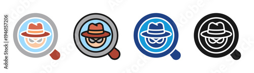 Criminal Investigation icon set multiple style collection