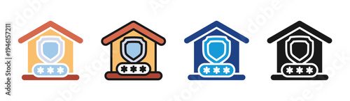 Password Protection icon set multiple style collection