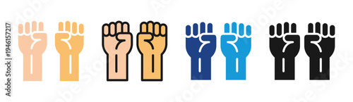 Protest Power icon set multiple style collection