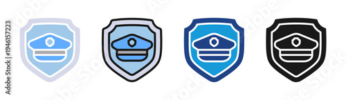 Police Security icon set multiple style collection