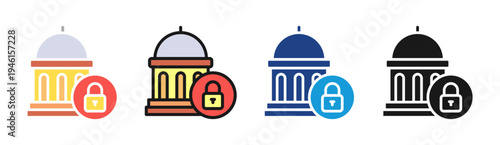 Government Security icon set multiple style collection
