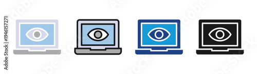 Cyber Surveillance icon set multiple style collection