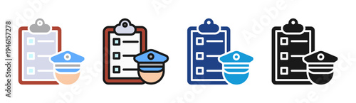 Police Report icon set multiple style collection