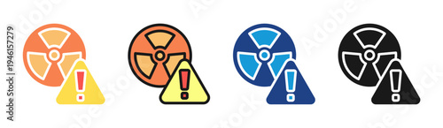 Radiation Alert icon set multiple style collection
