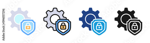 Cyber Protection icon set multiple style collection