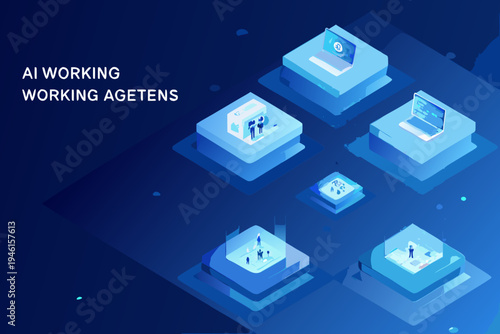 Abstract illustration of artificial intelligence working with digital agents