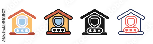 Password Protection icon set multiple style collection