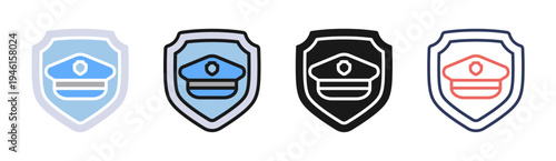 Police Security icon set multiple style collection