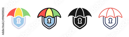 Cyber Insurance icon set multiple style collection