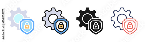 Cyber Protection icon set multiple style collection