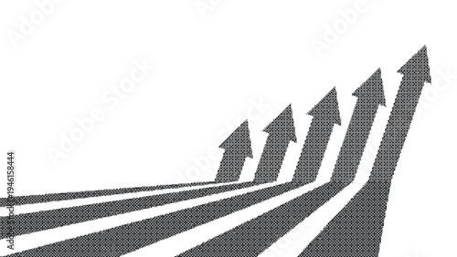 Dithered upward arrows perspective showing business growth trend