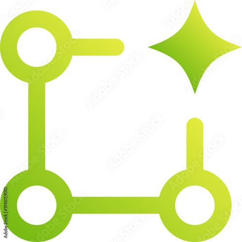 Knowledge Graph Technology Icon Neon Green Gradient