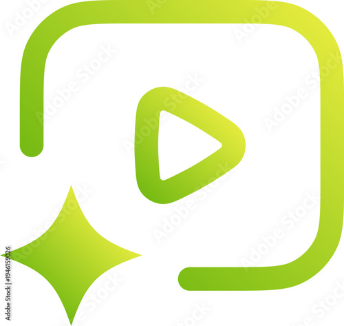 Generated Media Technology Icon Neon Green Gradient