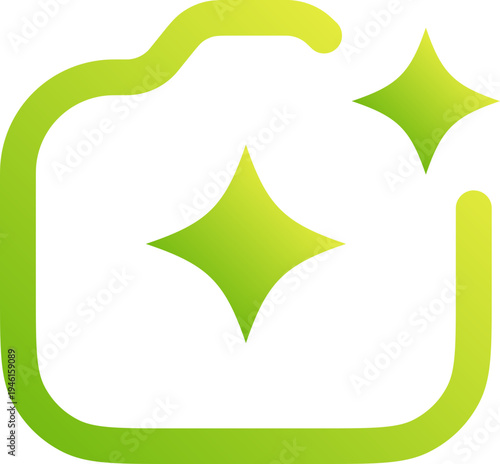 Visual Recognition Technology Icon Neon Green Gradient