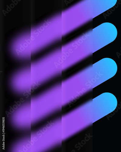 Abstract Purple Blue Light Streaks on Black Background Diagonal Motion