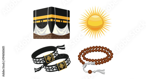 Icon Set Ramadhan Kareem, Eid Mubarak, Eid Al Fitr Flat Minimalist Design Illustration