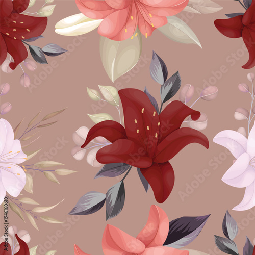 Beautiful Hand Drawn Watercolor Floral Seamless Pattern