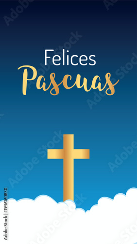 felices pascuas cruz dorada
