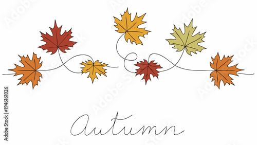 Stylized autumn leaves arranged on a string with handwritten text