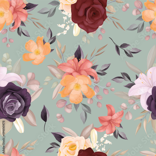 Beautiful Hand Drawn Watercolor Floral Seamless Pattern