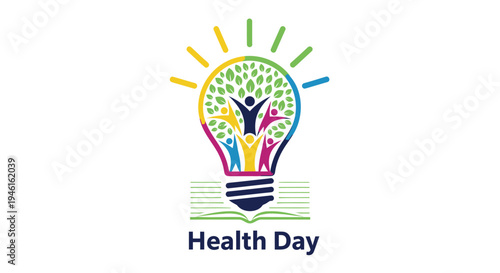 Vector illustration of light bulb with tree on Health Day