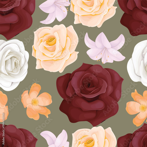 Beautiful Hand Drawn Watercolor Floral Seamless Pattern