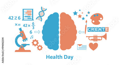 Set of 10 Health Day icons vector, brain, science, education