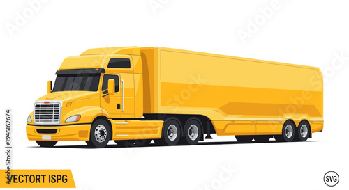 Yellow Semi Truck Trailer Transportation Logistics Delivery Service Isolated