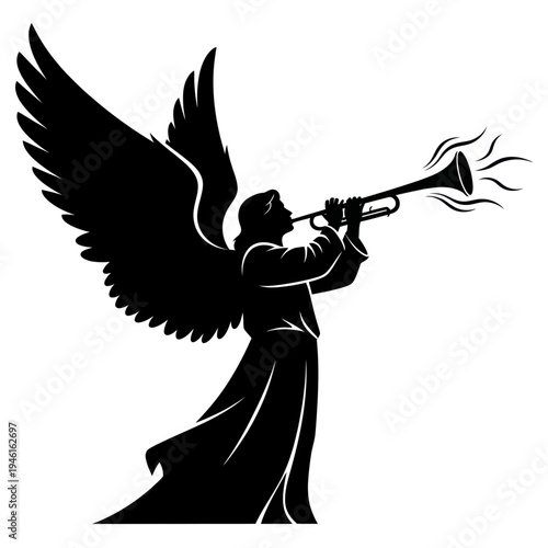 Angel Blowing Trumpet Silhouette
