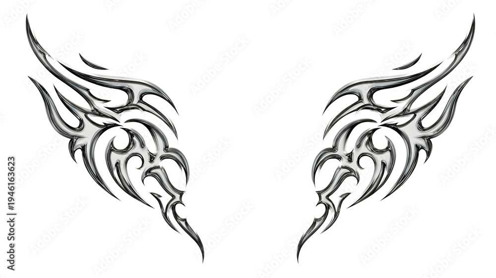 Fototapeta premium Tribal Tattoo Design of Stylized Wings or Flames.