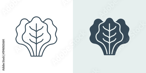 Lettuce icon vector in solid and line style