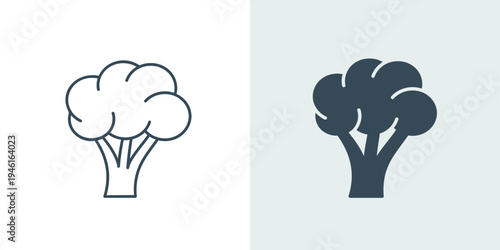 Broccoli icon vector in line and solid style