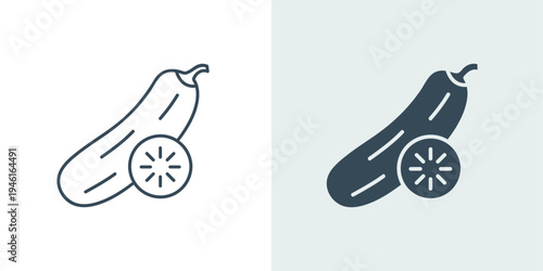 Cucumber icon vector in line and solid style