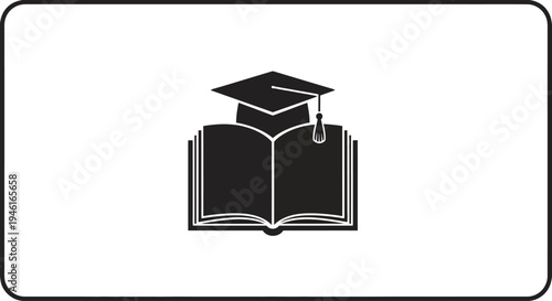 Graduation Cap and Open Book Icon Symbolizing Education and Learning.