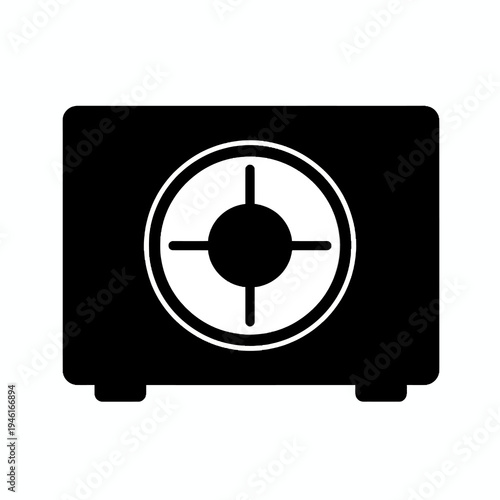 A solid safe vault with a circular locking mechanism seen from the front, representing security and storage