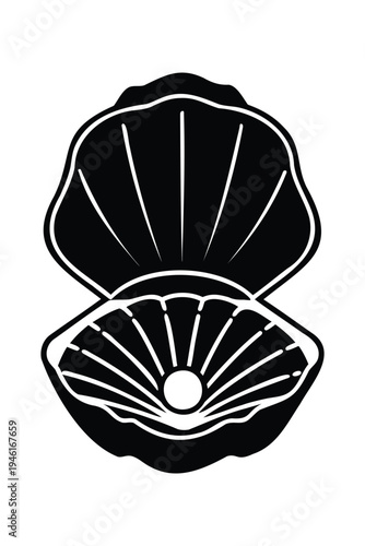 Minimal clean line seashell silhouette icon