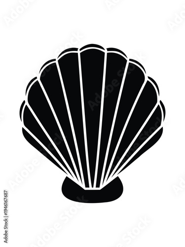 Classic scallop shell silhouette vector
